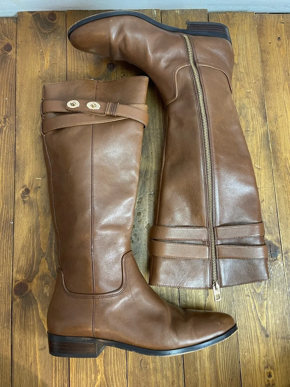 Coach linette tan leather riding boots Womens size 9.5B